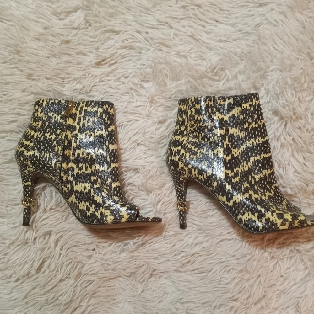 Coach Snakeskin Remi Open Toe Mob Wife Quiet Luxury Buttery Soft Leather Boot